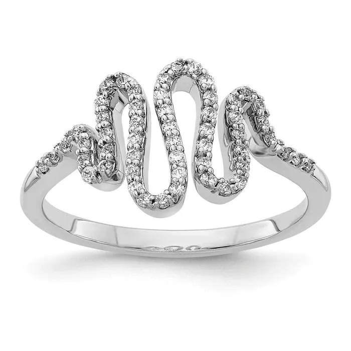 Goldiacom Rings 14k White Gold Real Diamond Fancy Ring
