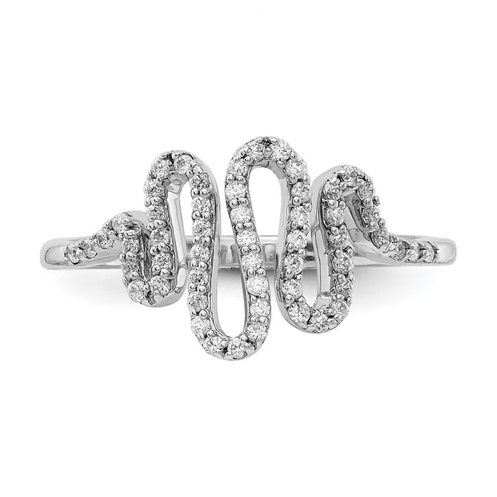 Goldiacom Rings 14k White Gold Real Diamond Fancy Ring