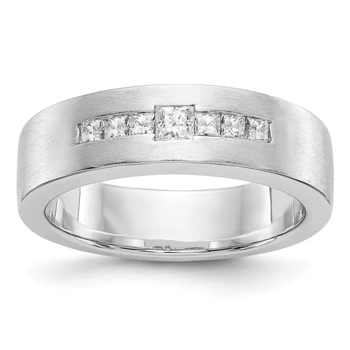 Goldiacom Rings 14K White Gold Real Diamond Mens Band