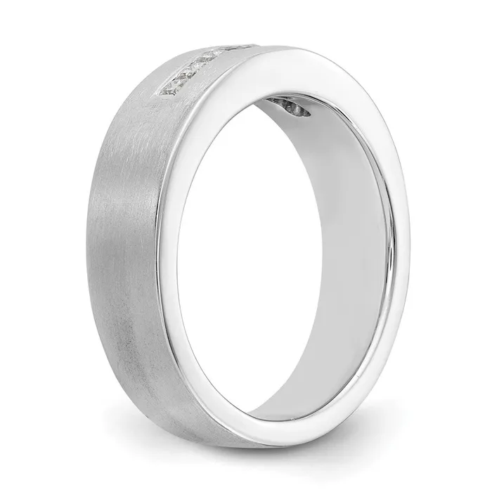 Goldiacom Rings 14K White Gold Real Diamond Mens Band