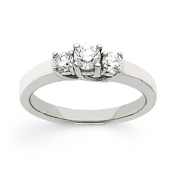 Goldiacom Rings 14k White Gold VS Diamond three stone ring