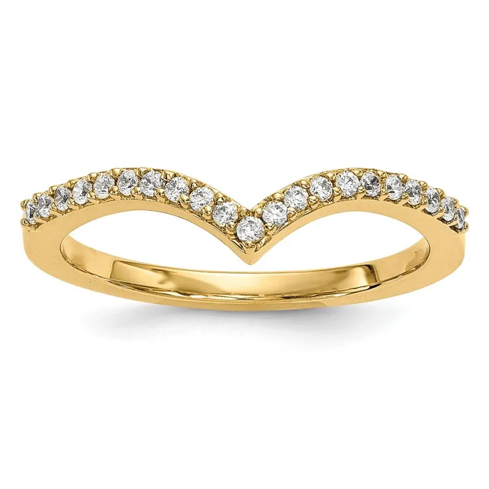 Goldiacom Rings 14K Yellow Gold Real Diamond V Ring