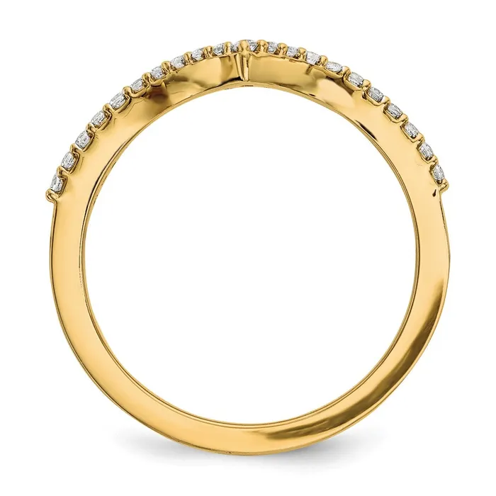 Goldiacom Rings 14K Yellow Gold Real Diamond V Ring