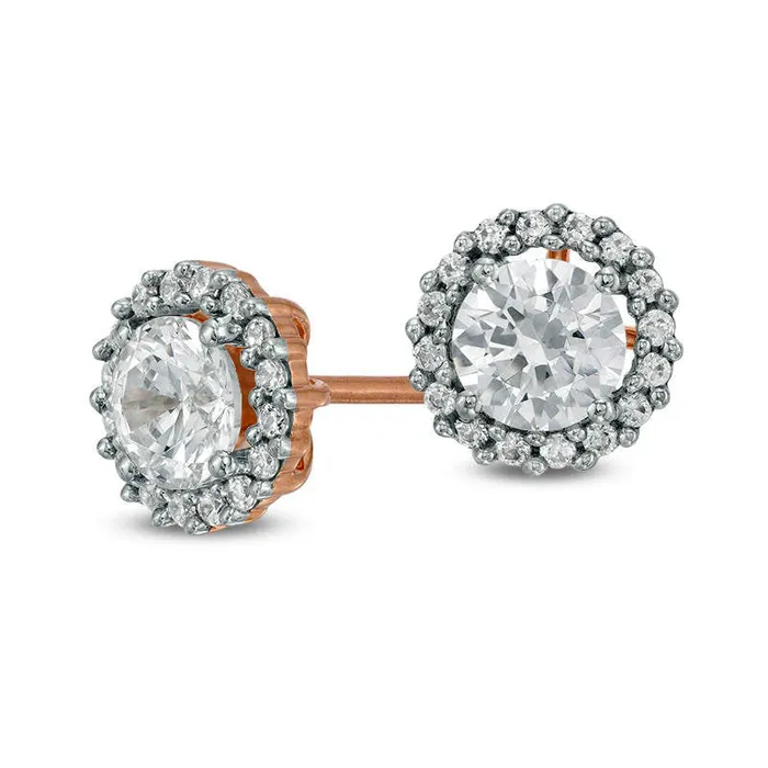 Goldia Earrings 05 CT TW Diamond Flower Frame Stud Earrings in 14K Rose Gold Goldia Earrings 05 CT TW Diamond Flower Frame Stud Earrings in 14K Rose Gold