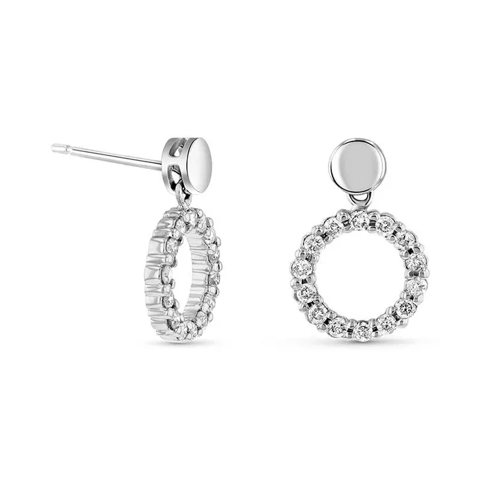 Goldia Earrings 05 CT TW Diamond Open Circle Drop Earrings in 14K White Gold Goldia Earrings 05 CT TW Diamond Open Circle Drop Earrings in 14K White Gold