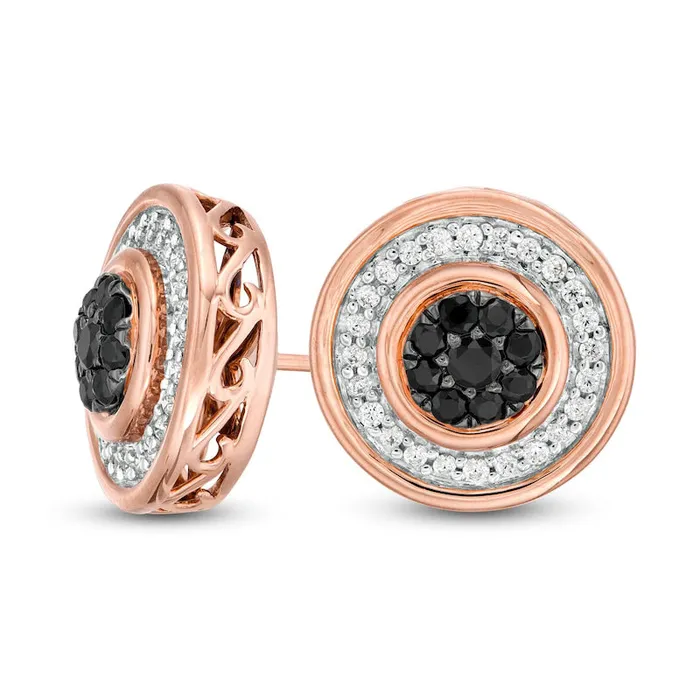 Goldia Earrings 05 CT TW Enhanced Black Composite and White Diamond Frame Stud Earrings in 10K Rose Gold Goldia Earrings 05 CT TW Enhanced Black Composite and White Diamond Frame Stud Earrings in 10K Rose Gold