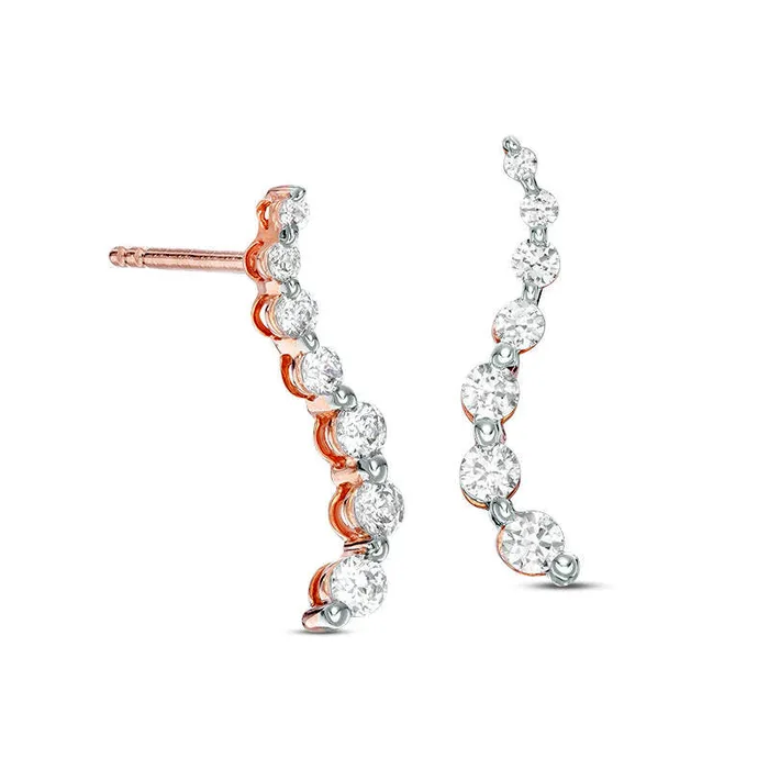 Goldia Earrings 05 CT TW Journey Diamond Drop Earrings in 14K Rose Gold Goldia Earrings 05 CT TW Journey Diamond Drop Earrings in 14K Rose Gold