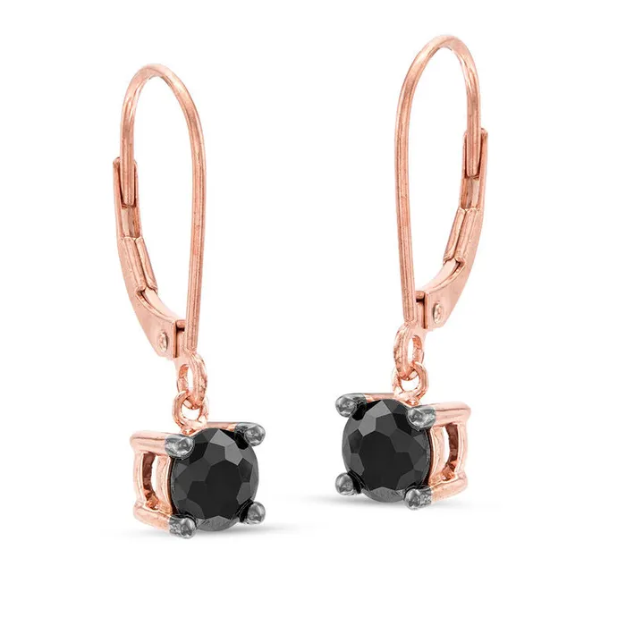 Goldia Earrings 125 CT TW Enhanced Black Diamond Solitaire Drop Earrings in 10K Rose Gold Goldia Earrings 125 CT TW Enhanced Black Diamond Solitaire Drop Earrings in 10K Rose Gold
