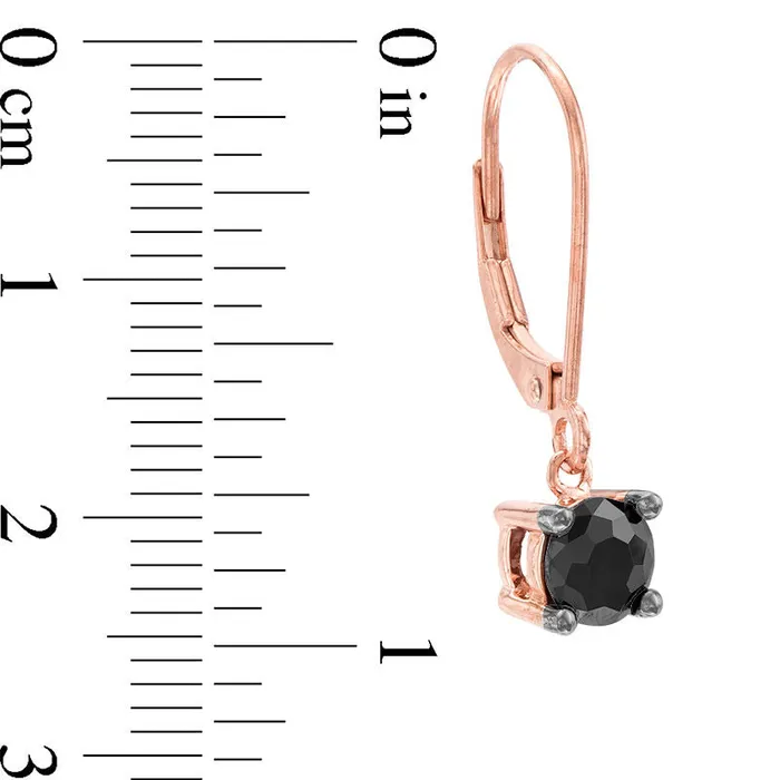 Goldia Earrings 125 CT TW Enhanced Black Diamond Solitaire Drop Earrings in 10K Rose Gold Goldia Earrings 125 CT TW Enhanced Black Diamond Solitaire Drop Earrings in 10K Rose Gold
