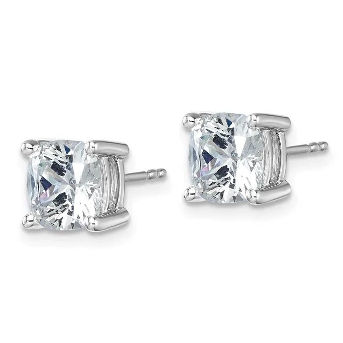 Goldia Earrings 14k White Gold 5 ctw Lab Grown Diamond VSSI G Cushion 4 Prong Heavy Wt Stud Earrings