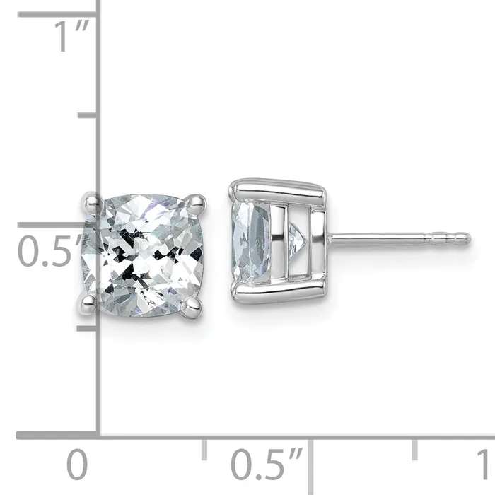 Goldia Earrings 14k White Gold 5 ctw Lab Grown Diamond VSSI G Cushion 4 Prong Heavy Wt Stud Earrings