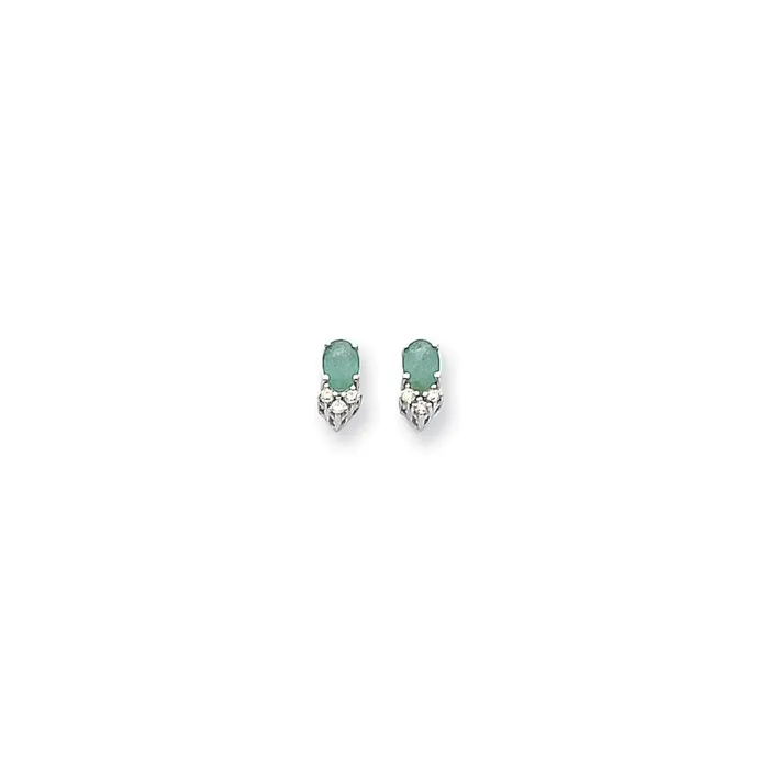 Goldia Earrings 14k White Gold 6x4mm Oval Emerald A Real Diamond Earrings Goldia Earrings 14k White Gold 6x4mm Oval Emerald A Real Diamond Earrings