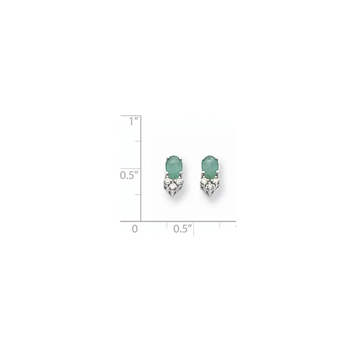 Goldia Earrings 14k White Gold 6x4mm Oval Emerald A Real Diamond Earrings