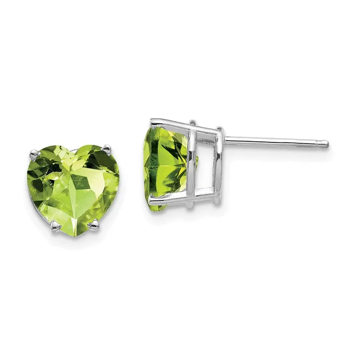 Goldia Earrings 14k White Gold 8mm Heart Peridot Earrings