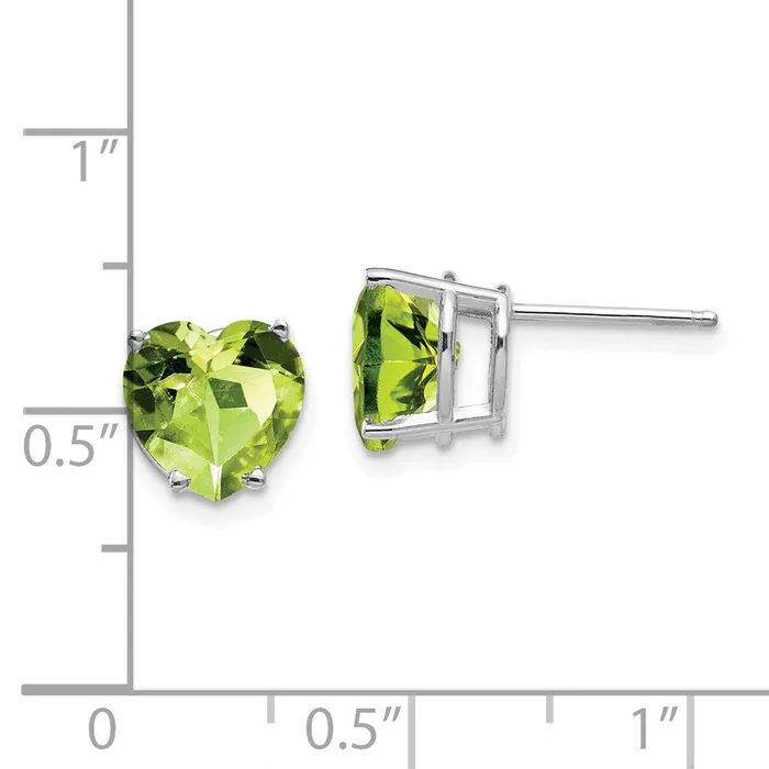Goldia Earrings 14k White Gold 8mm Heart Peridot Earrings