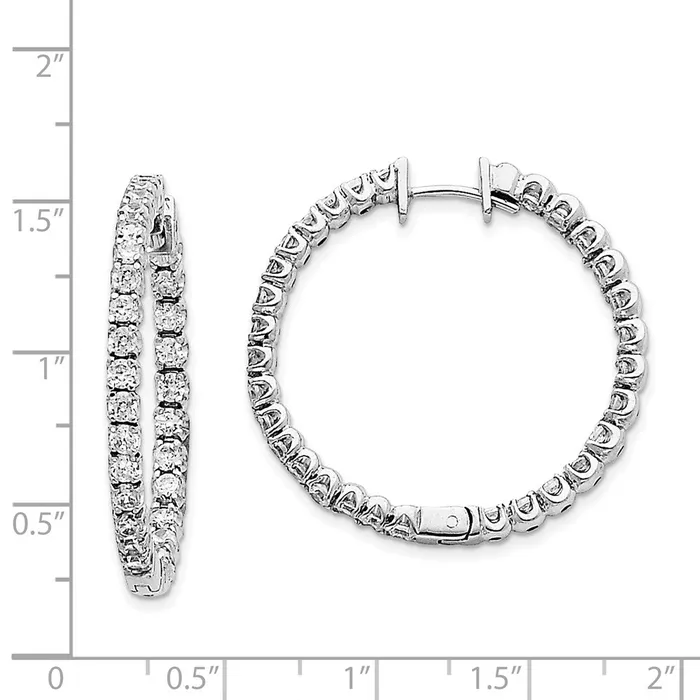 Goldia Earrings 14k White Gold AA Real Diamond Hinged Hoop Earrings