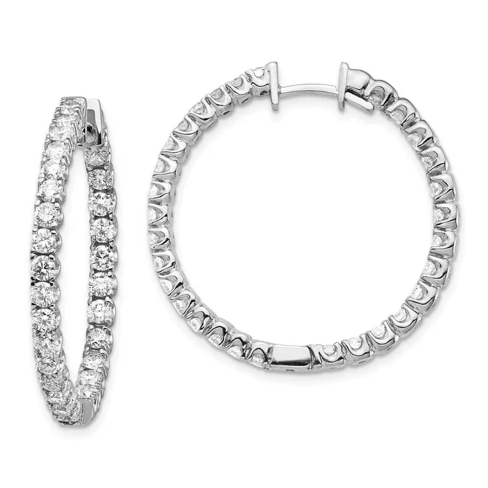Goldia Earrings 14k White Gold AAA Real Diamond Hinged Hoop Earrings Goldia Earrings 14k White Gold AAA Real Diamond Hinged Hoop Earrings