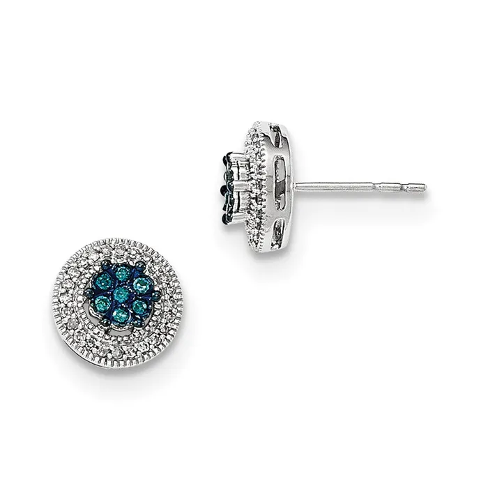 Goldia Earrings 14K White Gold Blue u0026 White Real Diamond Post Earrings Goldia Earrings 14K White Gold Blue u0026 White Real Diamond Post Earrings