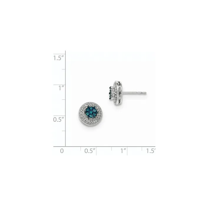 Goldia Earrings 14K White Gold Blue u0026 White Real Diamond Post Earrings