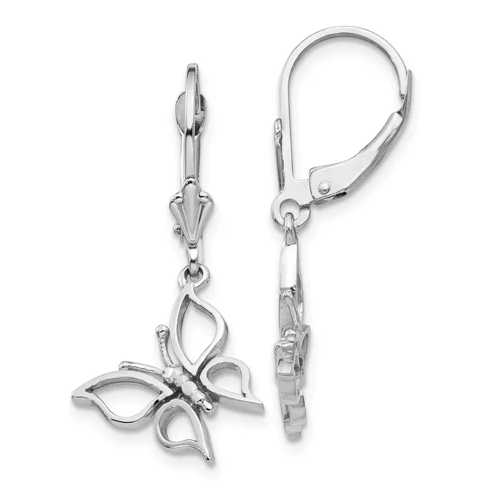 Goldia Earrings 14k White Gold Polished Butterfly Leverback Earrings