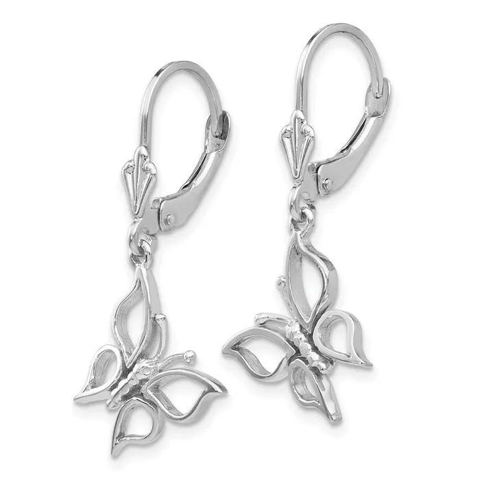 Goldia Earrings 14k White Gold Polished Butterfly Leverback Earrings