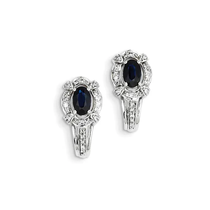 Goldia Earrings 14K White Gold Real Diamond u0026 Sapphire J Hoop Earrings Goldia Earrings 14K White Gold Real Diamond u0026 Sapphire J Hoop Earrings