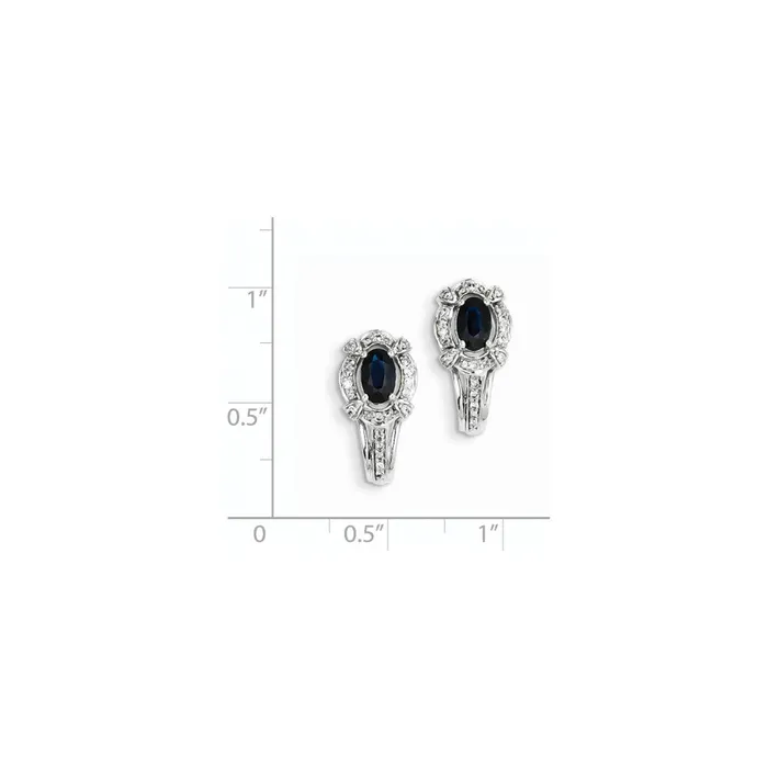 Goldia Earrings 14K White Gold Real Diamond u0026 Sapphire J Hoop Earrings