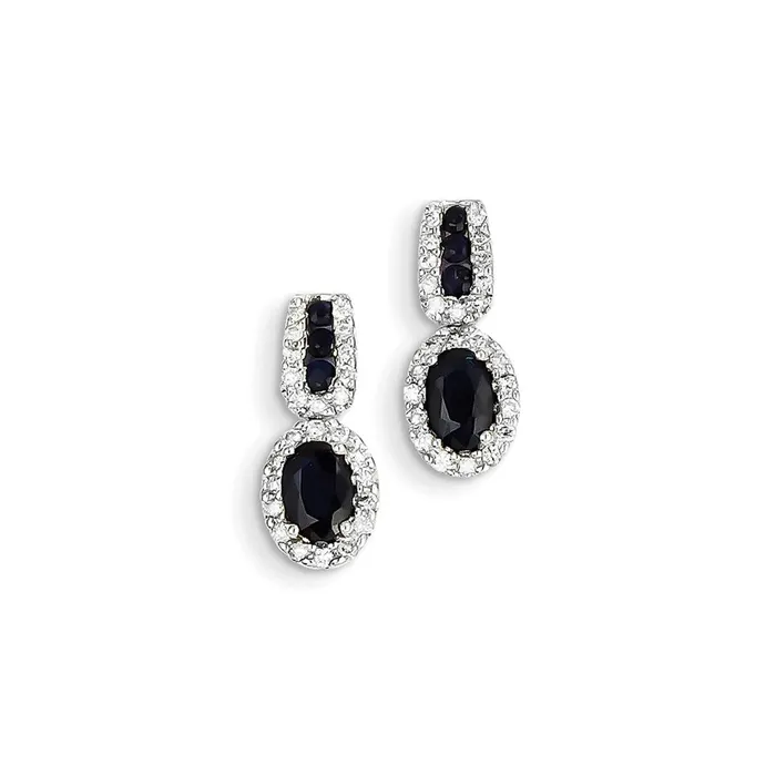 Goldia Earrings 14K White Gold Real Diamond u0026 Sapphire Post Earrings Goldia Earrings 14K White Gold Real Diamond u0026 Sapphire Post Earrings