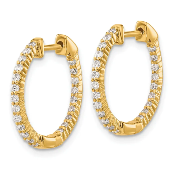 Goldia Earrings 14k Yellow Gold 12 Ct Lab Grown Diamond VSSI G In and Out Hoop Earrings