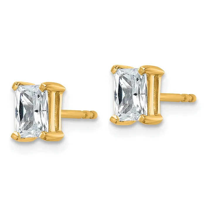 Goldia Earrings 14k Yellow Gold 1 ctw Certified Lab Grown Diamond VSSI G Radiant 4 Prong Heavy Wt Stud Earrings