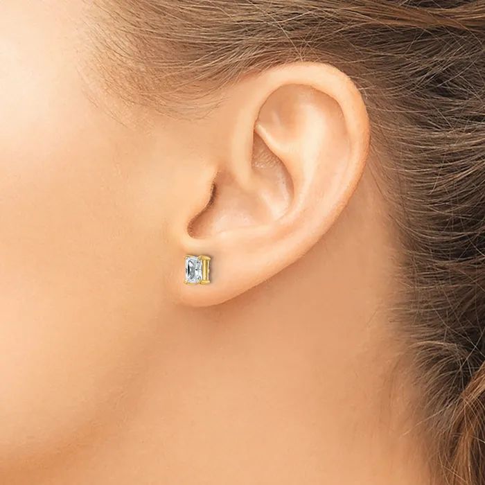 Goldia Earrings 14k Yellow Gold 1 ctw Certified Lab Grown Diamond VSSI G Radiant 4 Prong Heavy Wt Stud Earrings