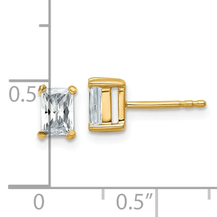 Goldia Earrings 14k Yellow Gold 1 ctw Certified Lab Grown Diamond VSSI G Radiant 4 Prong Heavy Wt Stud Earrings