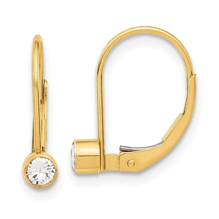 Goldia Earrings 14k Yellow Gold 325mm Cubic Zirconia leverback Earrings