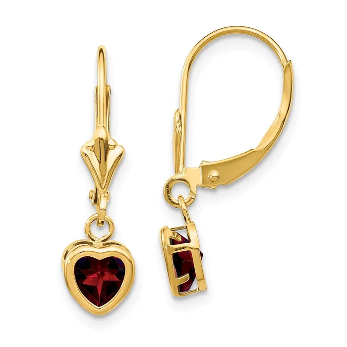 Goldia Earrings 14k Yellow Gold 5mm Heart Garnet Earrings