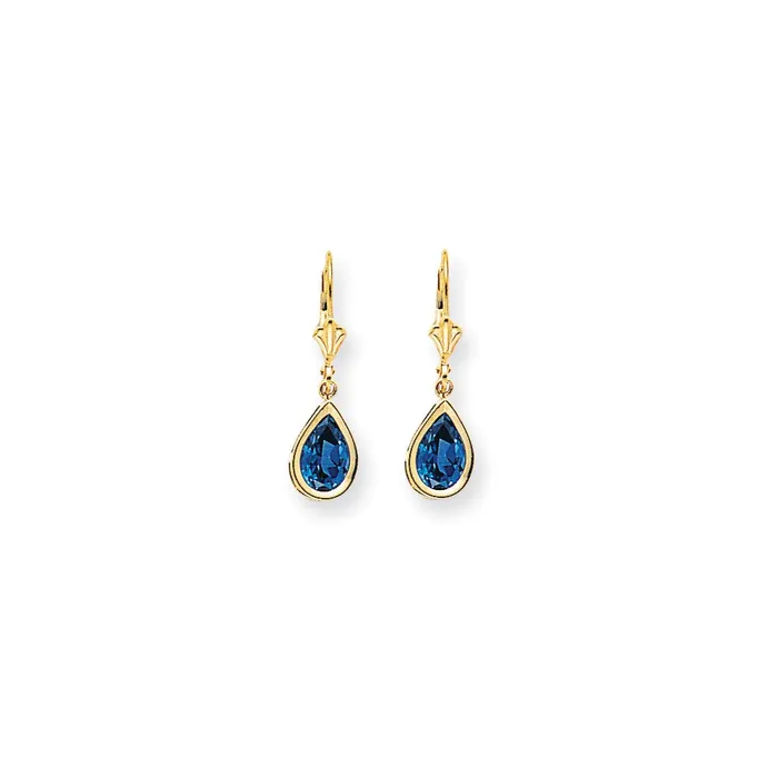 Goldia Earrings 14k Yellow Gold 9x6mm Pear Tsavorite leverback Earrings