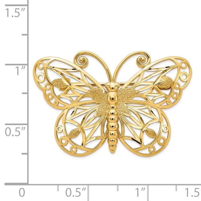 Goldia Earrings 14k Yellow Gold Diamondcut Polished Satin Butterfly Pin