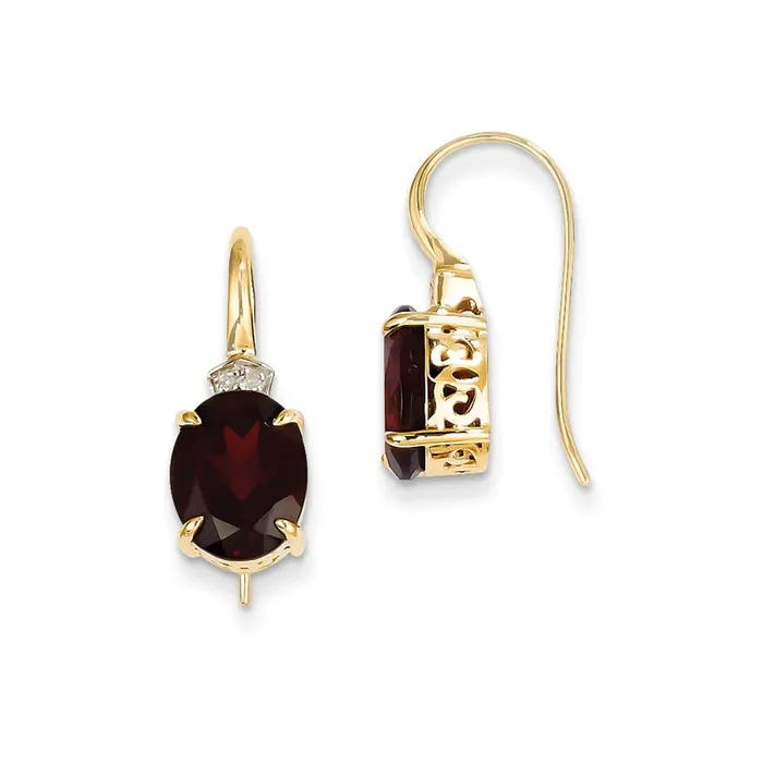 Goldia Earrings 14k Yellow Gold Real Diamond and Garnet Oval Dangle Earrings Goldia Earrings 14k Yellow Gold Real Diamond and Garnet Oval Dangle Earrings