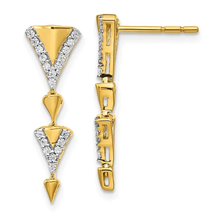 Goldia Earrings 14k Yellow Gold Real Diamond Fancy Post Dangle Earrings