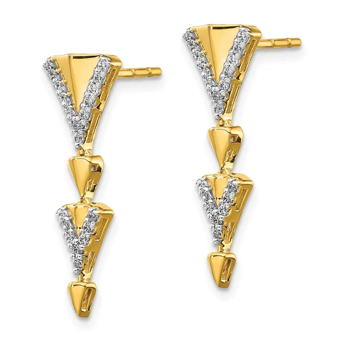 Goldia Earrings 14k Yellow Gold Real Diamond Fancy Post Dangle Earrings