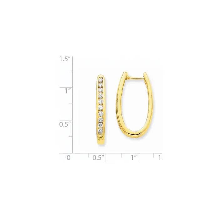 Goldia Earrings 14k Yellow Gold Real Diamond Oval Hoop Earrings