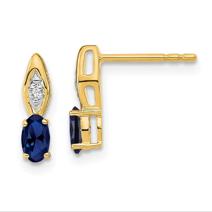 Goldia Earrings 14k Yellow Gold Sapphire and Diamond Post Earrings
