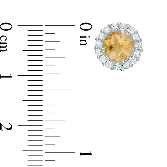 Goldia Earrings 60mm Citrine and LabCreated White Sapphire Frame Stud Earrings in 10K White Gold Goldia Earrings 60mm Citrine and LabCreated White Sapphire Frame Stud Earrings in 10K White Gold