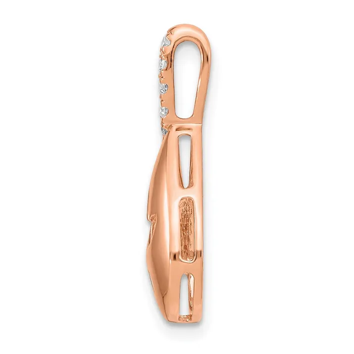 Goldia Earrings Solid 14k Rose Gold Polished Simulated CZ Teardrop wFlower Chain Slide Goldia Earrings Solid 14k Rose Gold Polished Simulated CZ Teardrop wFlower Chain Slide