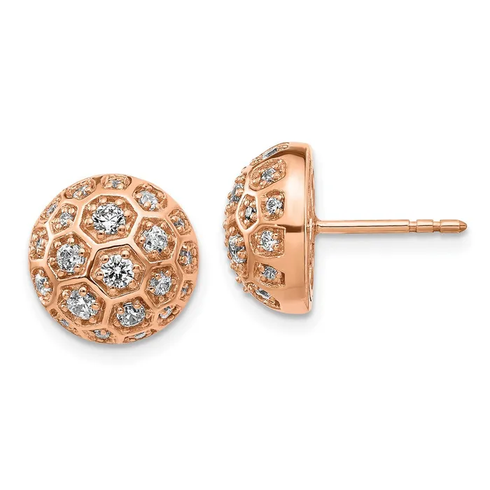 Goldia Earrings Solid 14k Rose Gold Simulated CZ Honeycomb Earrings