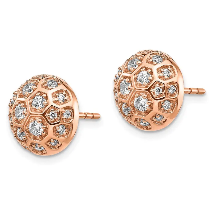 Goldia Earrings Solid 14k Rose Gold Simulated CZ Honeycomb Earrings Goldia Earrings Solid 14k Rose Gold Simulated CZ Honeycomb Earrings