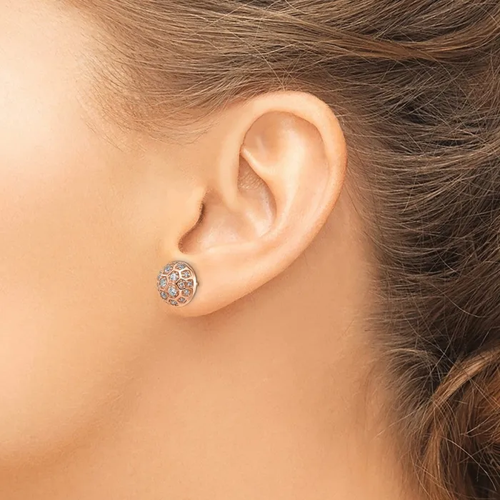 Goldia Earrings Solid 14k Rose Gold Simulated CZ Honeycomb Earrings Goldia Earrings Solid 14k Rose Gold Simulated CZ Honeycomb Earrings