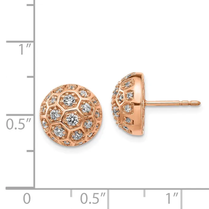 Goldia Earrings Solid 14k Rose Gold Simulated CZ Honeycomb Earrings Goldia Earrings Solid 14k Rose Gold Simulated CZ Honeycomb Earrings