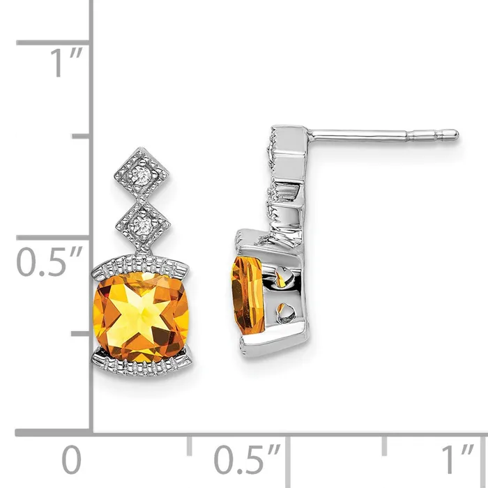 Goldia Earrings Solid 14k White Gold Simulated Citrine and CZ Earrings Goldia Earrings Solid 14k White Gold Simulated Citrine and CZ Earrings