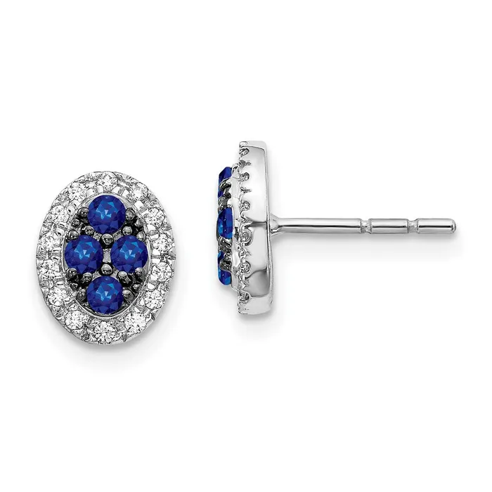 Goldia Earrings Solid 14k White Gold Simulated CZ and Sapphire Oval Post Earrings Goldia Earrings Solid 14k White Gold Simulated CZ and Sapphire Oval Post Earrings