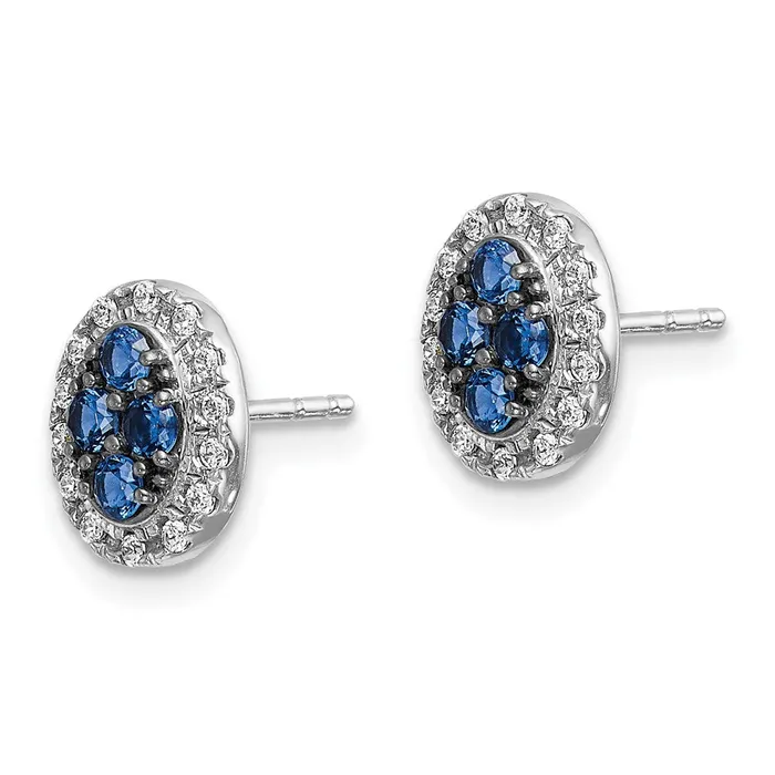 Goldia Earrings Solid 14k White Gold Simulated CZ and Sapphire Oval Post Earrings Goldia Earrings Solid 14k White Gold Simulated CZ and Sapphire Oval Post Earrings